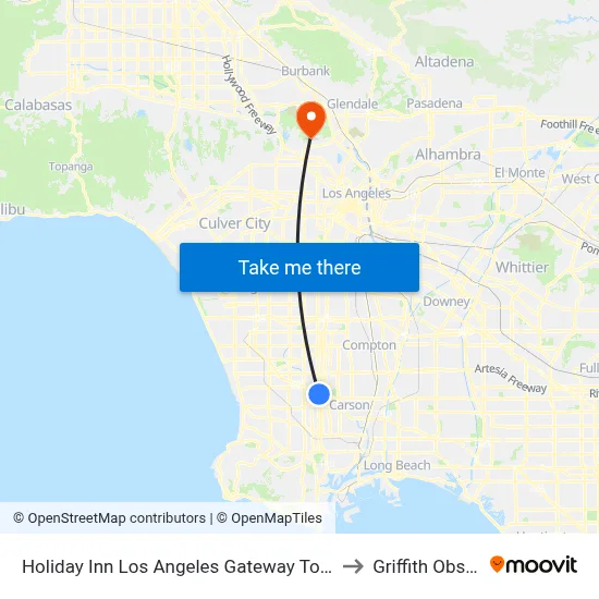 Holiday Inn Los Angeles Gateway Torrance an IHG Hotel to Griffith Observatory map