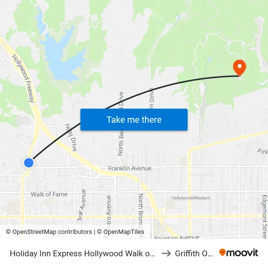Holiday Inn Express Hollywood Walk of Fame an IHG Hotel Los Angeles to Griffith Observatory map