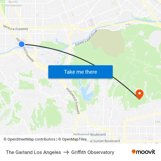 The Garland Los Angeles to Griffith Observatory map