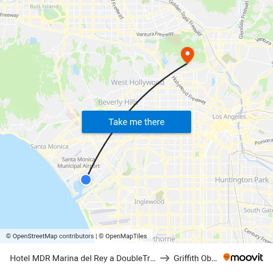 Hotel MDR Marina del Rey a DoubleTree by Hilton Los Angeles to Griffith Observatory map