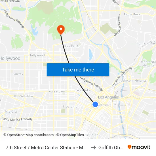 7th Street / Metro Center Station - Metro Red & Purple Lines to Griffith Observatory map