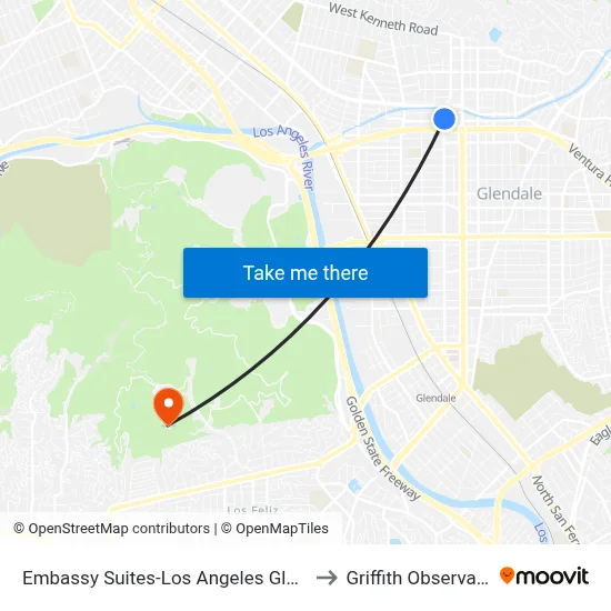 Embassy Suites-Los Angeles Glendale to Griffith Observatory map