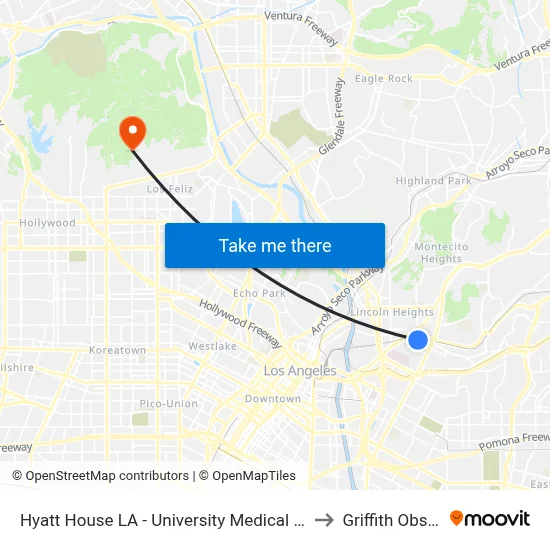 Hyatt House LA - University Medical Center, Los Angeles to Griffith Observatory map