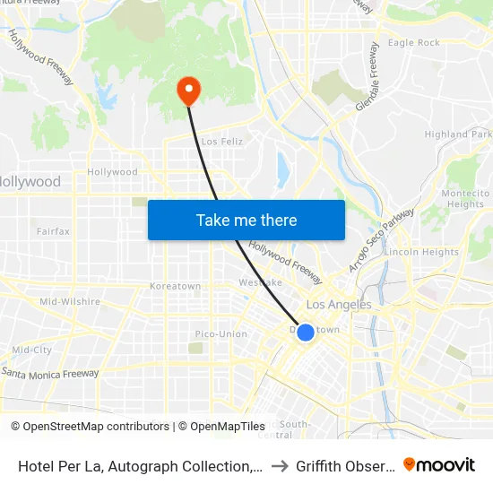 Hotel Per La, Autograph Collection, Los Angeles to Griffith Observatory map