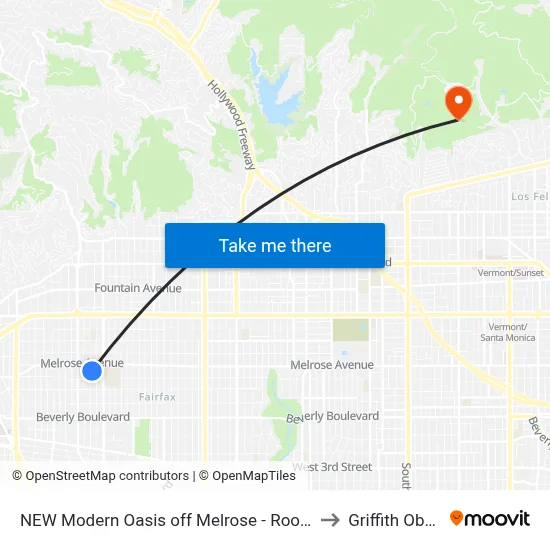 NEW Modern Oasis off Melrose - Rooftop - Pool, Los Angeles to Griffith Observatory map