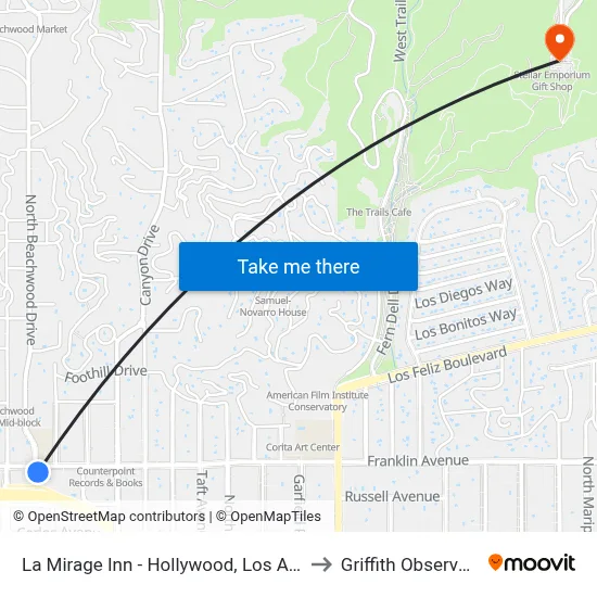 La Mirage Inn - Hollywood, Los Angeles to Griffith Observatory map