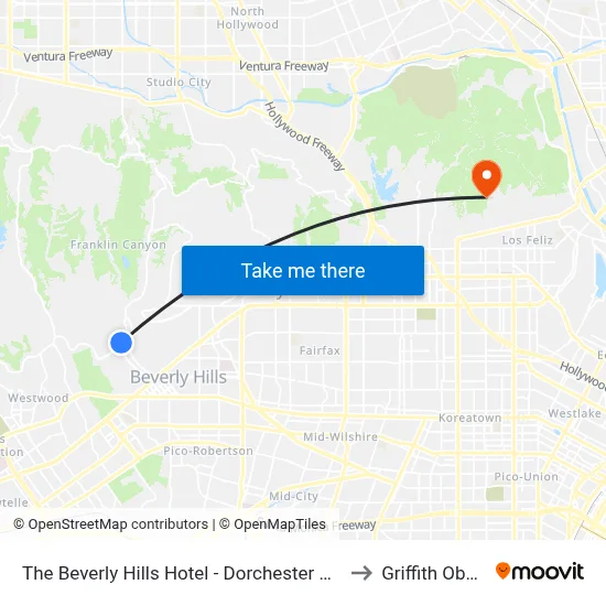 The Beverly Hills Hotel - Dorchester Collection, Los Angeles to Griffith Observatory map