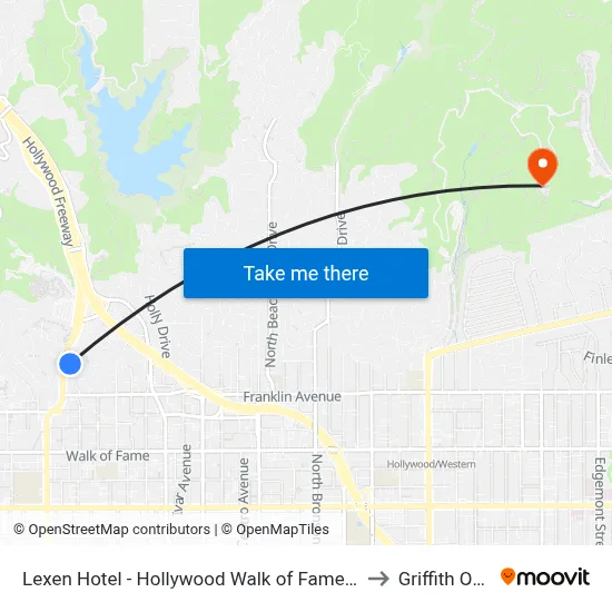 Lexen Hotel - Hollywood Walk of Fame-Universal Studios, Los Angeles to Griffith Observatory map