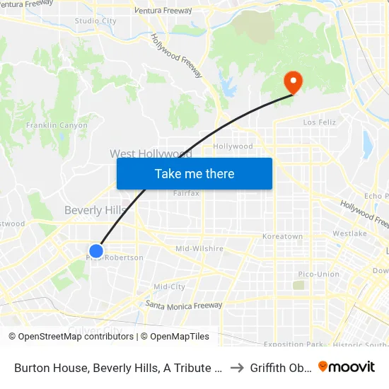 Burton House, Beverly Hills, A Tribute Portfolio Hotel, Los Angeles to Griffith Observatory map