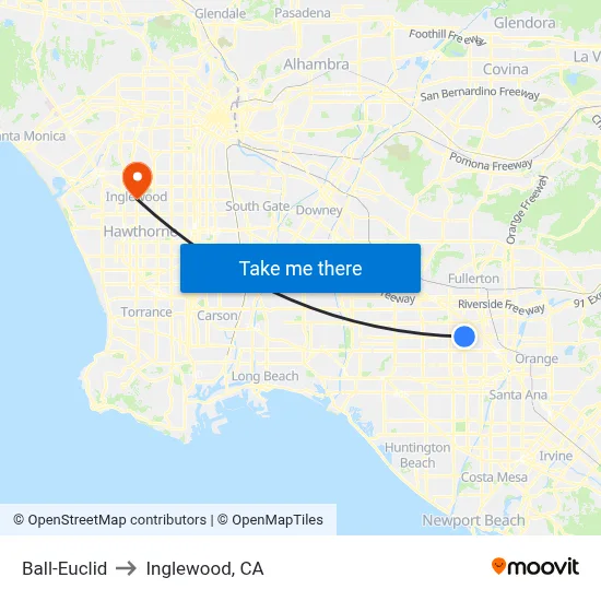 Ball-Euclid to Inglewood, CA map