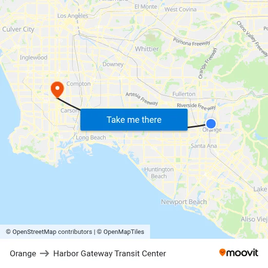 Orange to Harbor Gateway Transit Center map