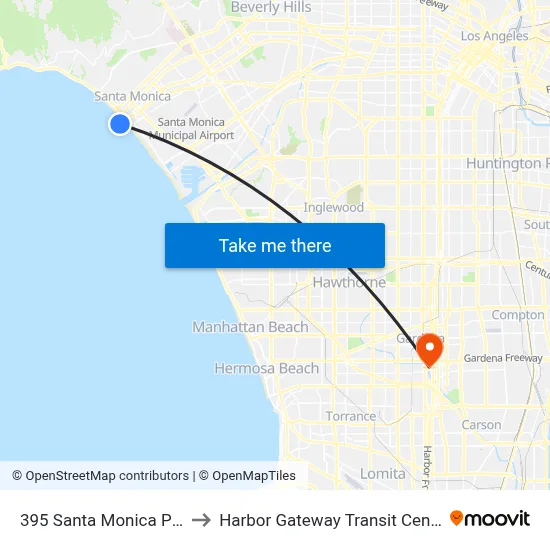 395 Santa Monica Pier to Harbor Gateway Transit Center map