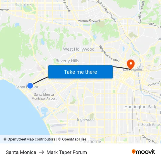 Santa Monica to Mark Taper Forum map