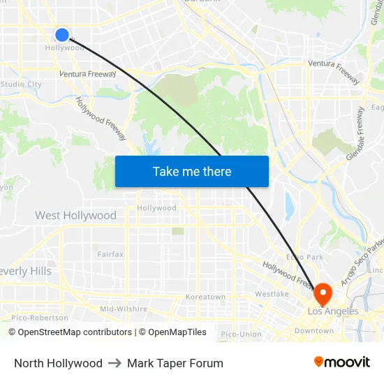 North Hollywood to Mark Taper Forum map