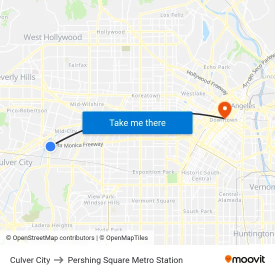 Culver City to Pershing Square Metro Station map