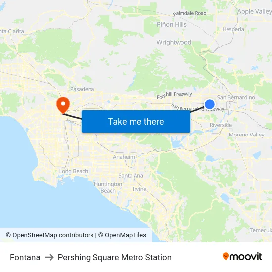 Fontana to Pershing Square Metro Station map