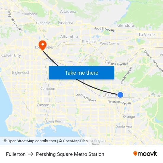 Fullerton to Pershing Square Metro Station map