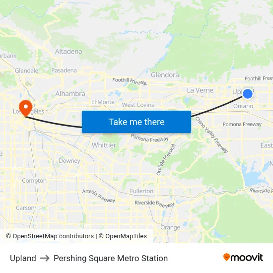 Upland to Pershing Square Metro Station map
