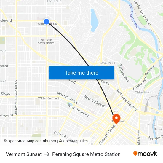Vermont Sunset to Pershing Square Metro Station map