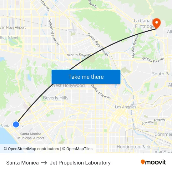 Santa Monica to Jet Propulsion Laboratory map