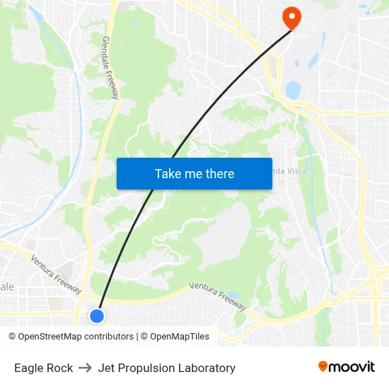 Eagle Rock to Jet Propulsion Laboratory map