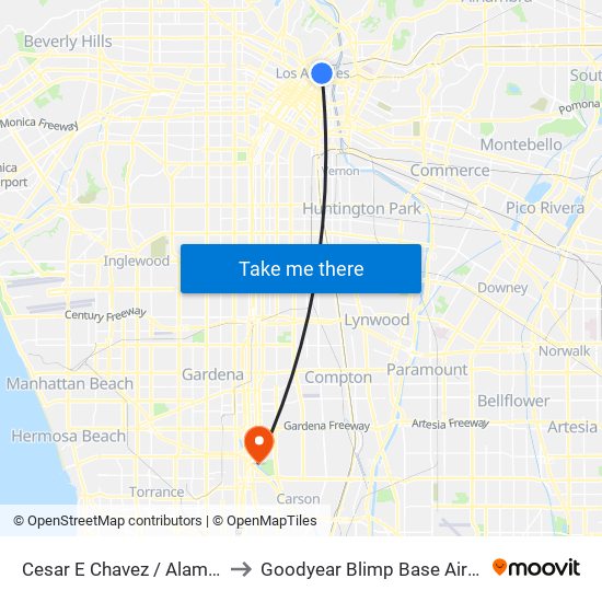 Cesar E Chavez / Alameda to Goodyear Blimp Base Airport map
