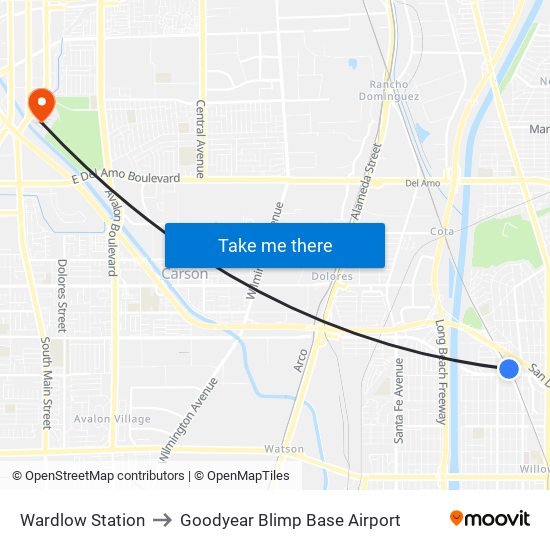 Wardlow Station to Goodyear Blimp Base Airport map