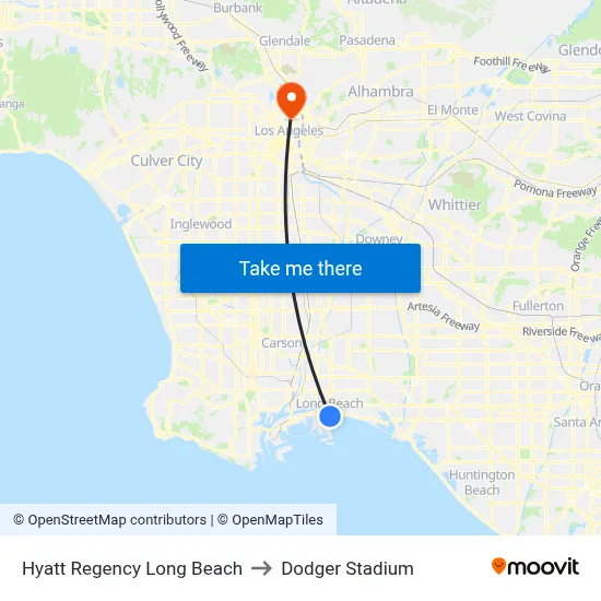 Hyatt Regency Long Beach to Dodger Stadium map
