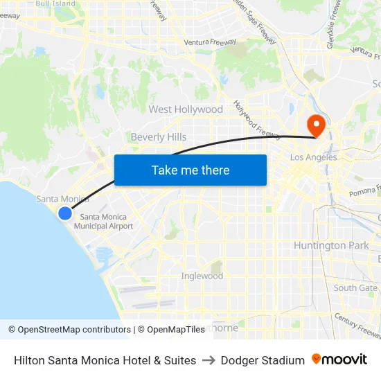 Hilton Santa Monica Hotel & Suites to Dodger Stadium map