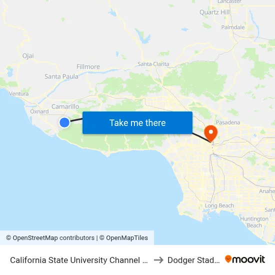 California State University Channel Islands to Dodger Stadium map