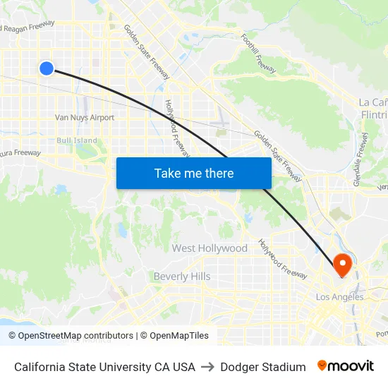 California State University CA USA to Dodger Stadium map