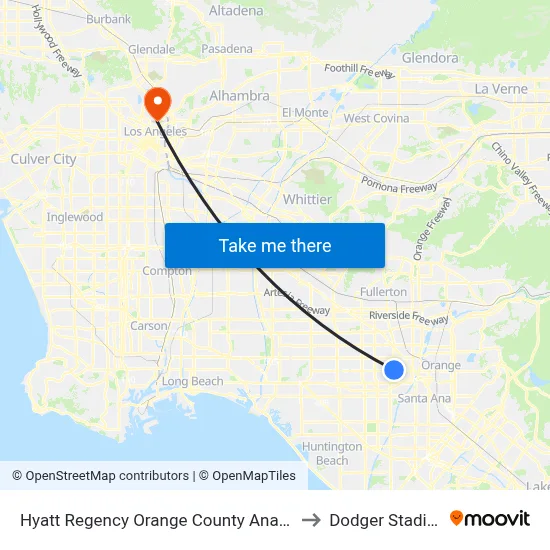 Hyatt Regency Orange County Anaheim to Dodger Stadium map