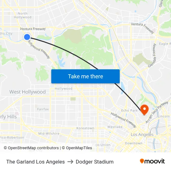 The Garland Los Angeles to Dodger Stadium map