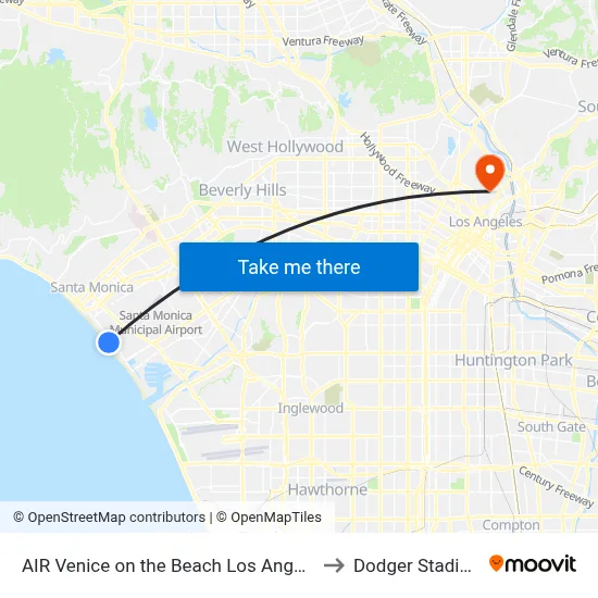 AIR Venice on the Beach Los Angeles to Dodger Stadium map