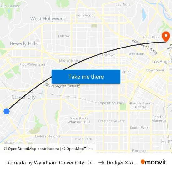 Ramada by Wyndham Culver City Los Angeles to Dodger Stadium map
