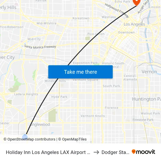 Holiday Inn Los Angeles LAX Airport an IHG Hotel to Dodger Stadium map