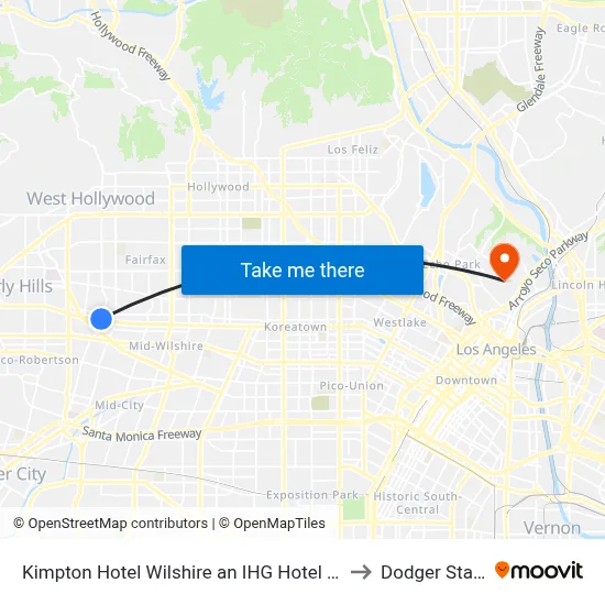 Kimpton Hotel Wilshire an IHG Hotel Los Angeles to Dodger Stadium map