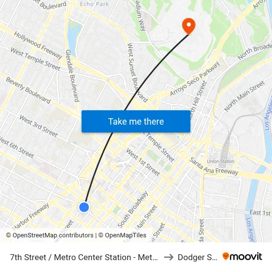7th Street / Metro Center Station - Metro Red & Purple Lines to Dodger Stadium map