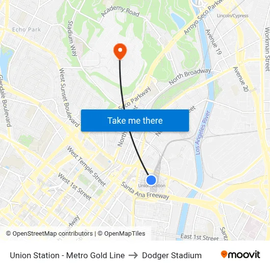 Union Station - Metro Gold Line to Dodger Stadium map