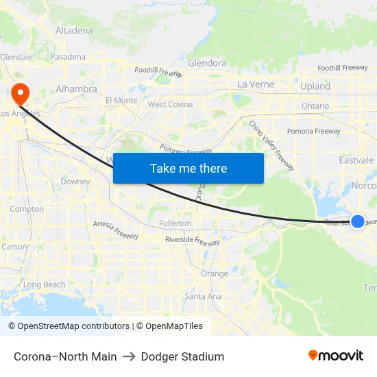 Corona–North Main to Dodger Stadium map