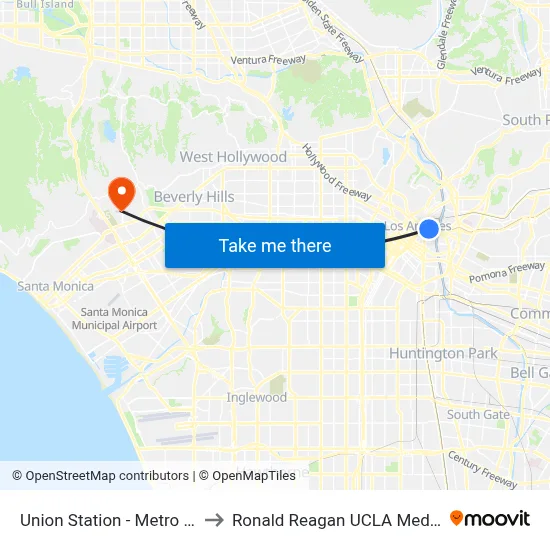 Union Station - Metro Gold Line to Ronald Reagan UCLA Medical Center map
