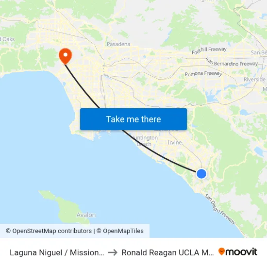 Laguna Niguel / Mission Viejo Station to Ronald Reagan UCLA Medical Center map