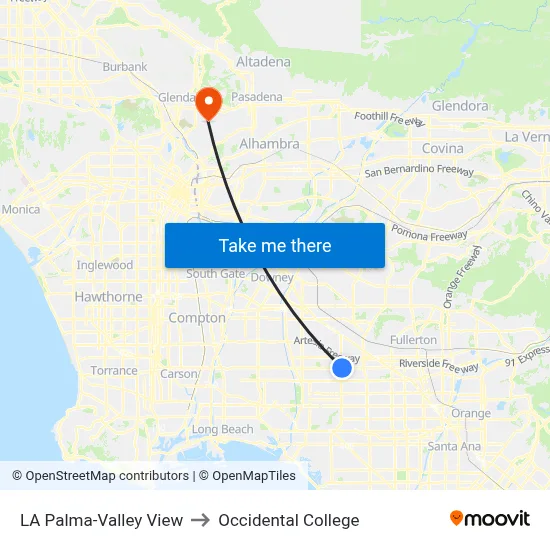 LA Palma-Valley View to Occidental College map