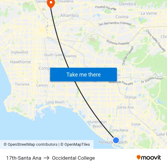 17th-Santa Ana to Occidental College map