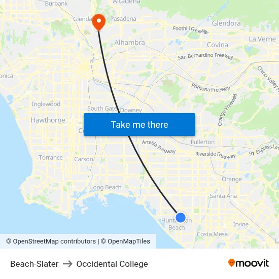 Beach-Slater to Occidental College map