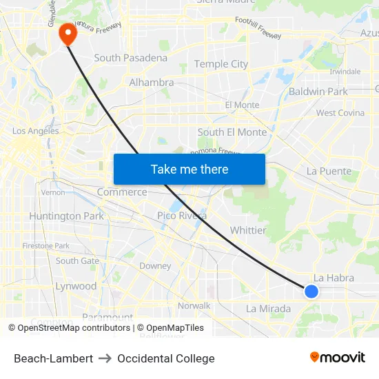 Beach-Lambert to Occidental College map