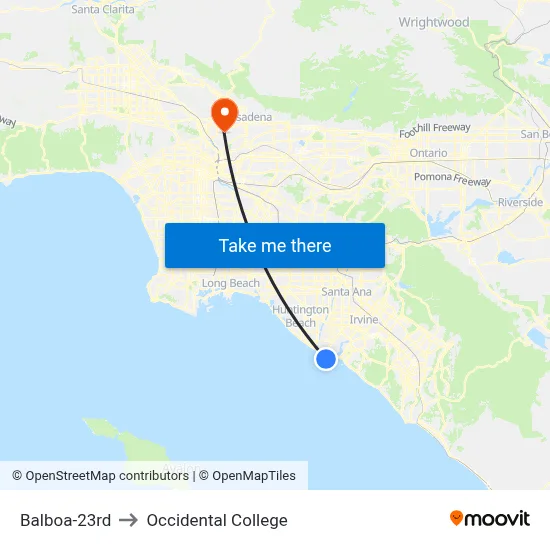 Balboa-23rd to Occidental College map