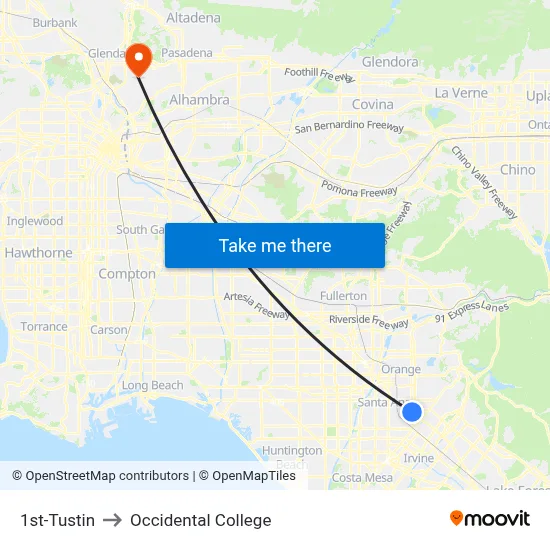 1st-Tustin to Occidental College map