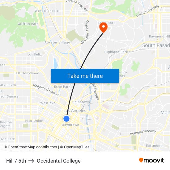 Hill / 5th to Occidental College map