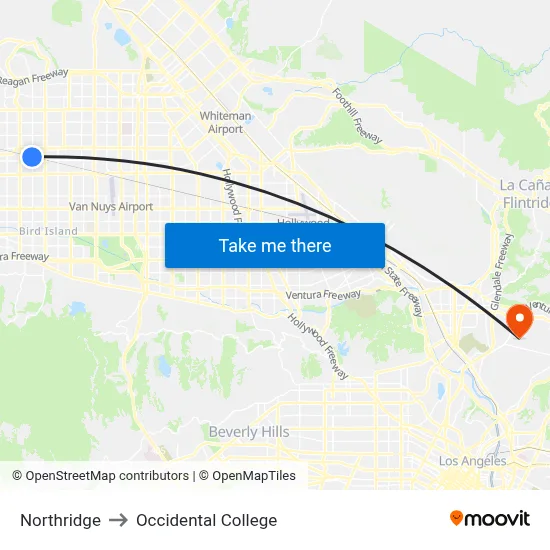 Northridge to Occidental College map